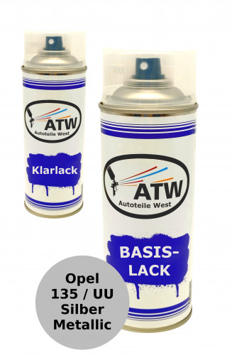 Autolack für Opel 135 / UU Silber Metallic +400ml Klarlack Set